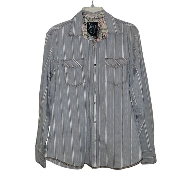 Age Of Wisdom Mens Gray Striped Shirt - Picture 1 of 6